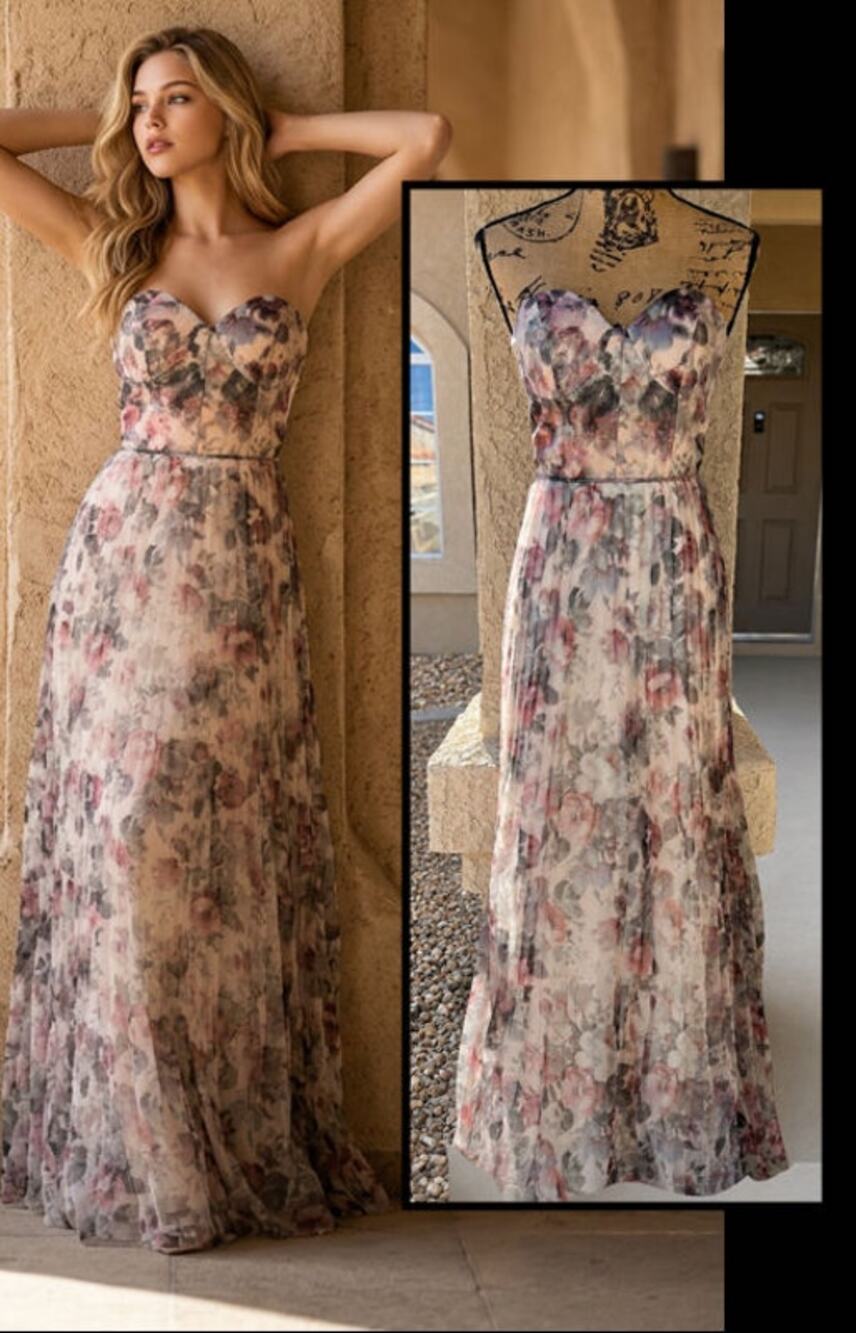 Lulus Most Beautiful Day Ivory Multi Floral Print Organza Maxi Dress Size XL